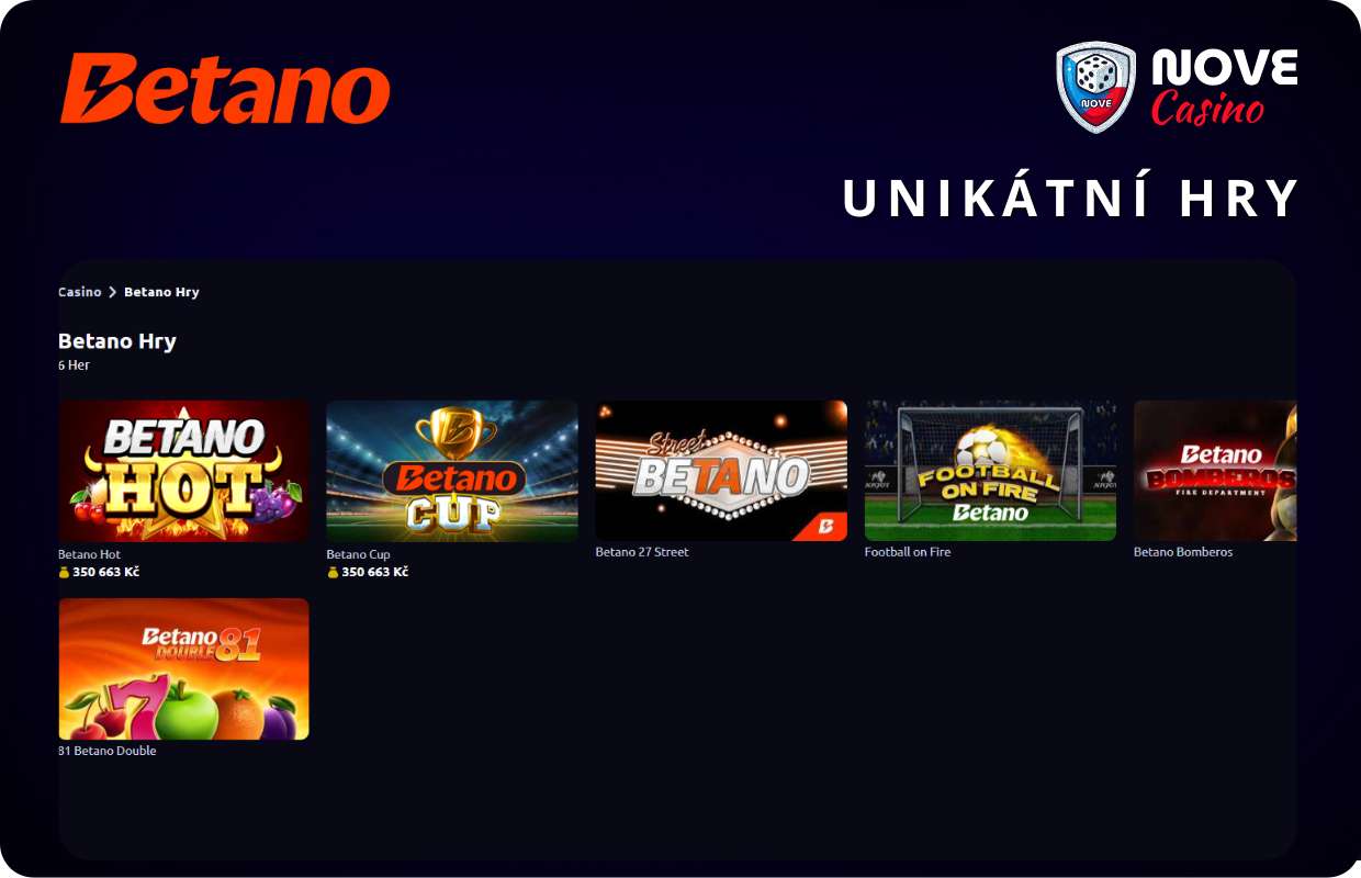 Unikátní hry Betano