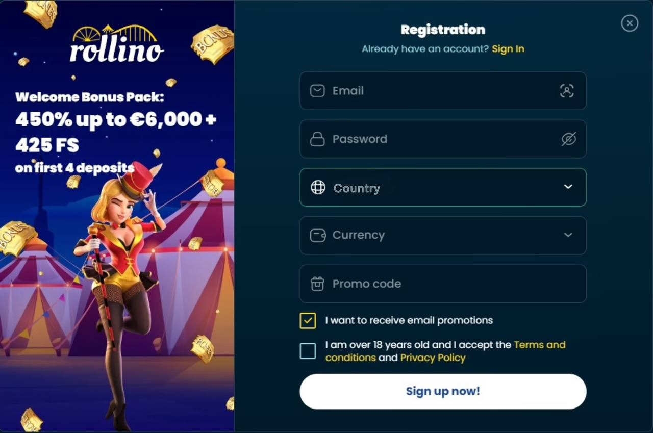 Registrace v Rollino