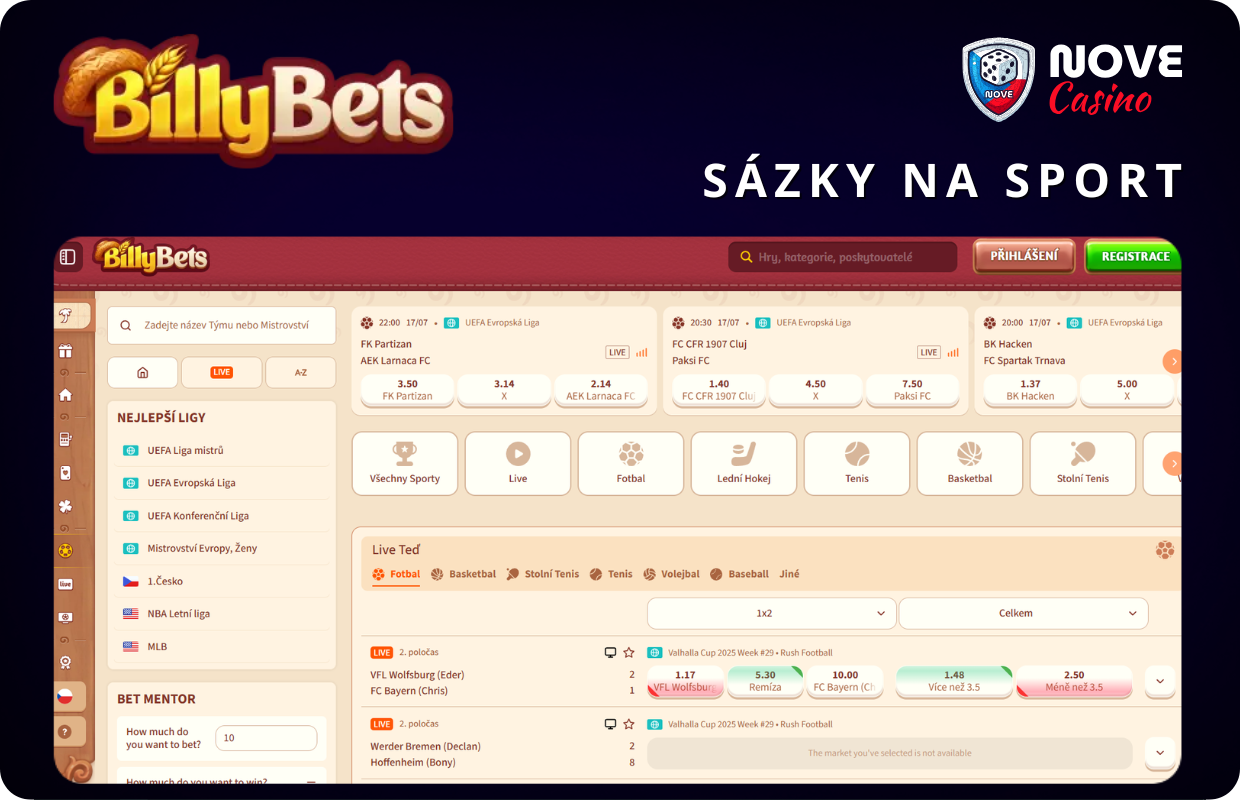 Sázky na sport v Billy Bets
