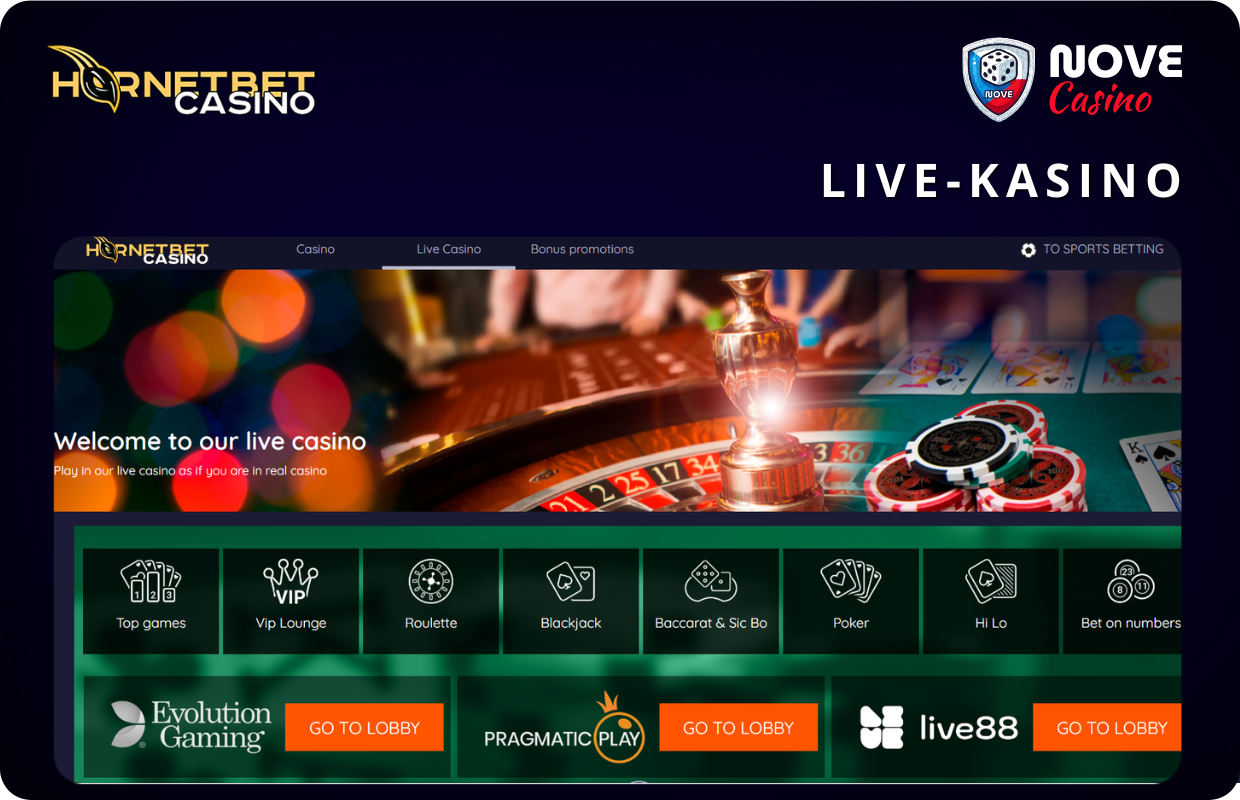 Live-kasino Hornetbet