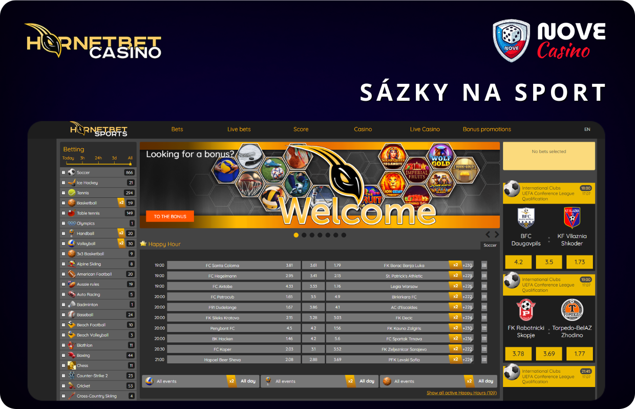 Sázky na sport v Hornetbet