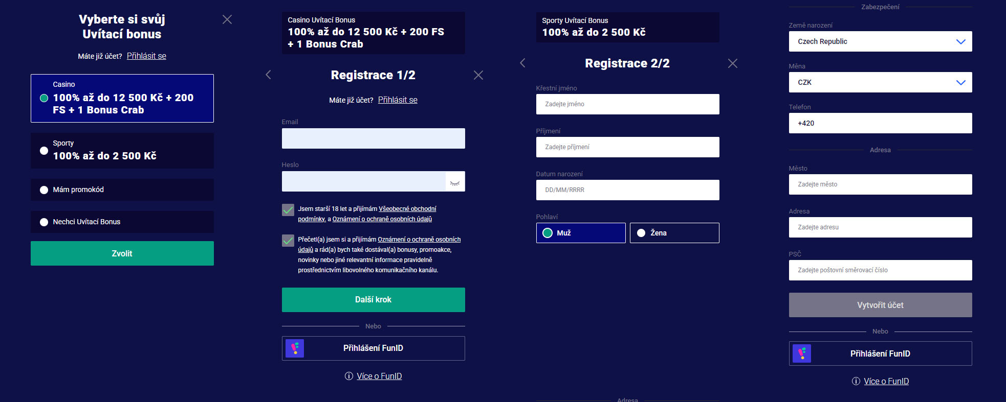 Registrace v online kasinu Frumzi