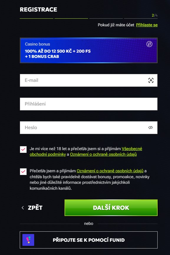 Registrace v RTbet