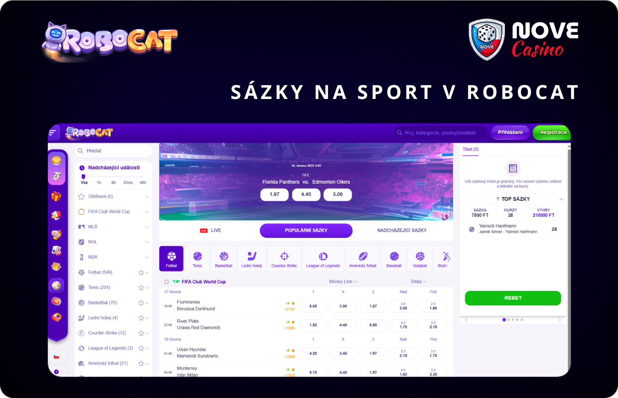 Sázky na sport v Robocat