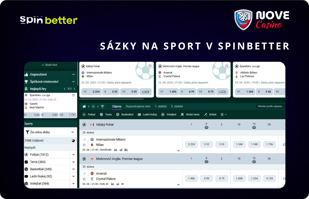 Sázky na sport ve Spinbetter