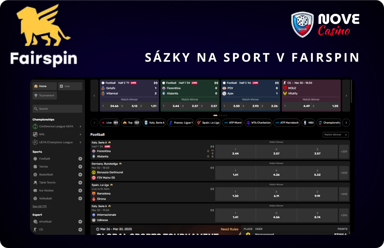 Fairspin Sázky na sport