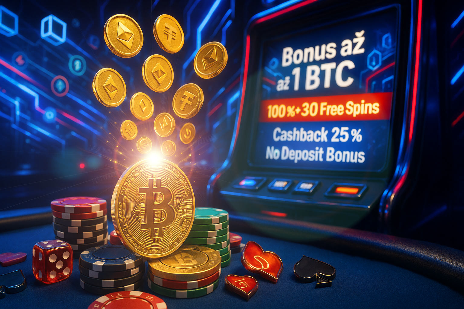 Bonusy online kasina až do výše 1 BTC pro hráče s kryptoměnou