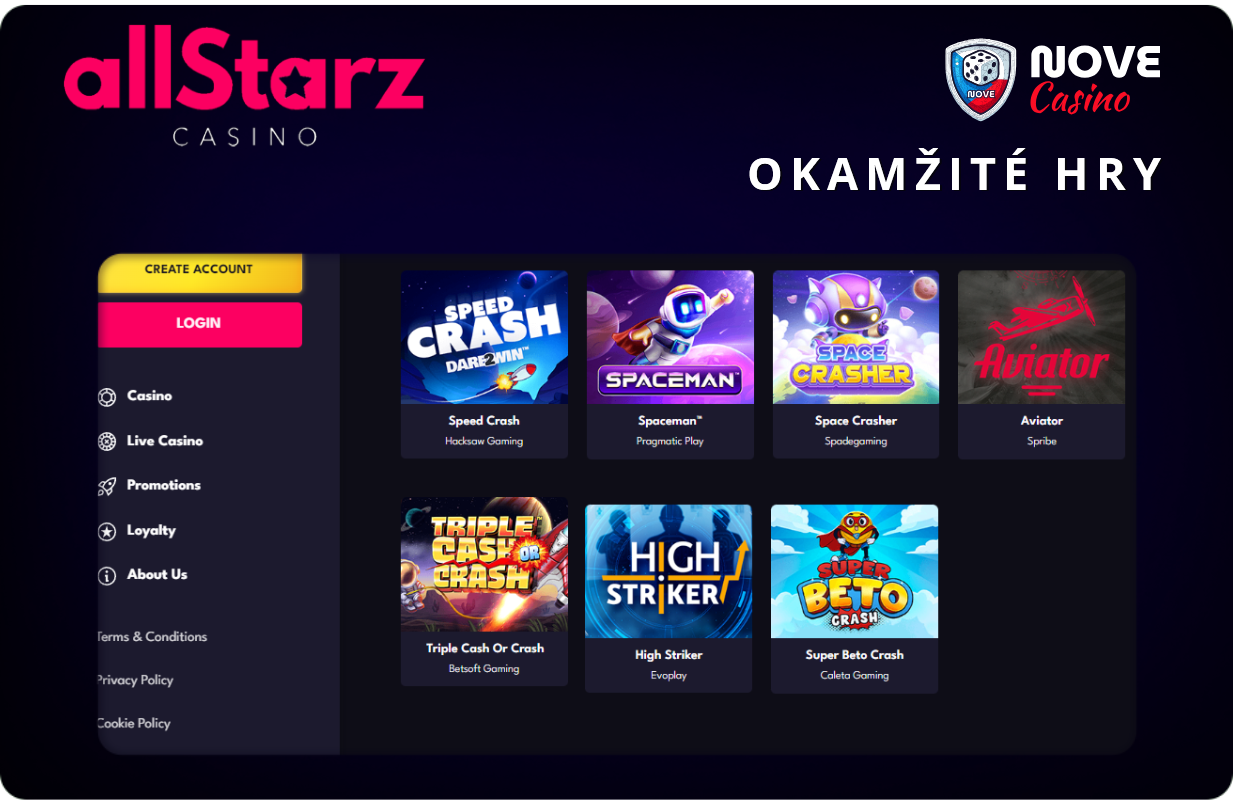 Okamžité hry v AllStarz Casino