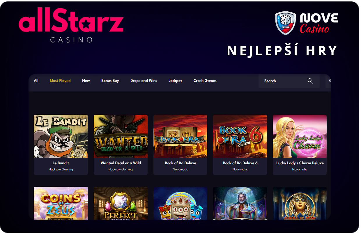 Nejlepší hry v AllStarz Casino