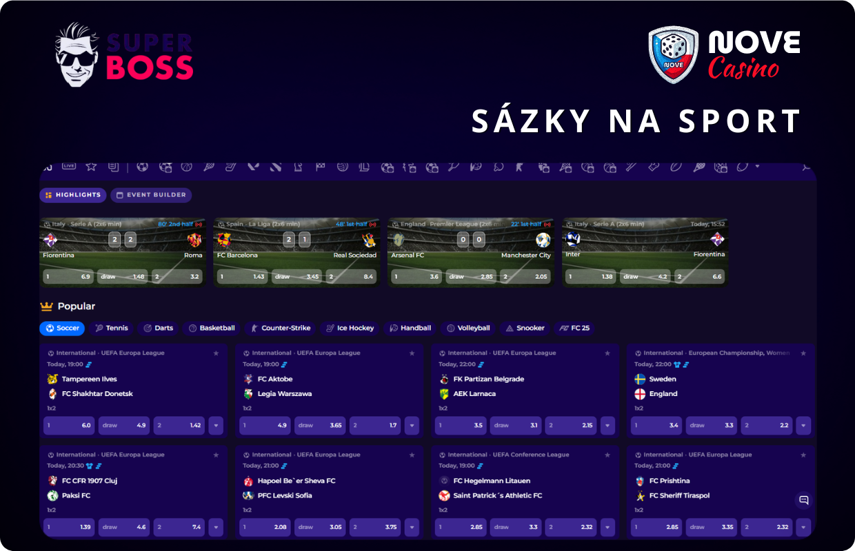 Sázky na sport v Superboss